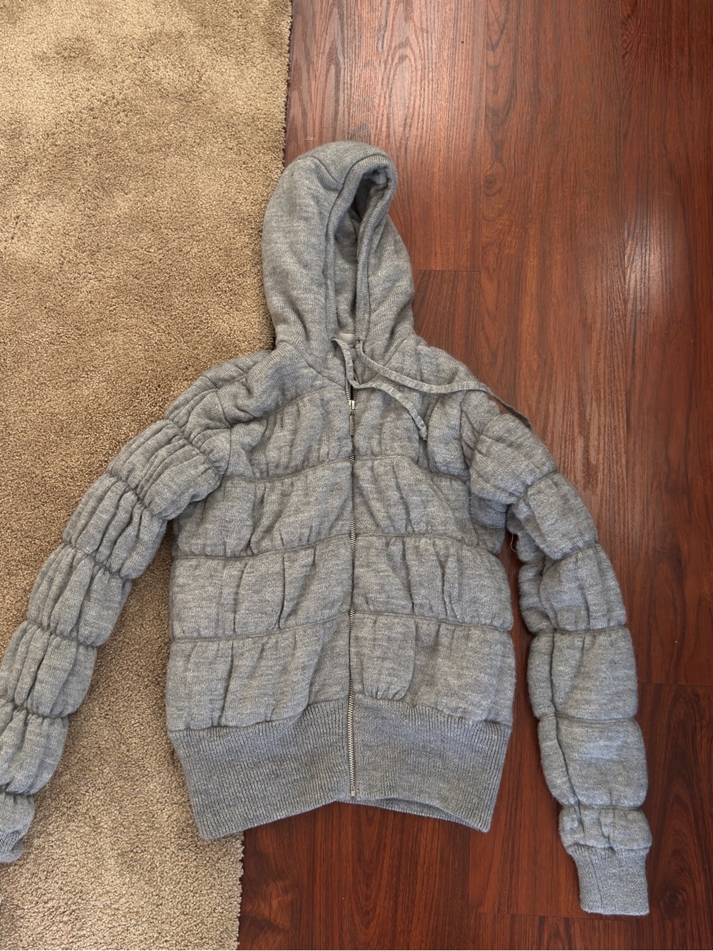 Gray adidas Hooded Puffer-Style Jacket